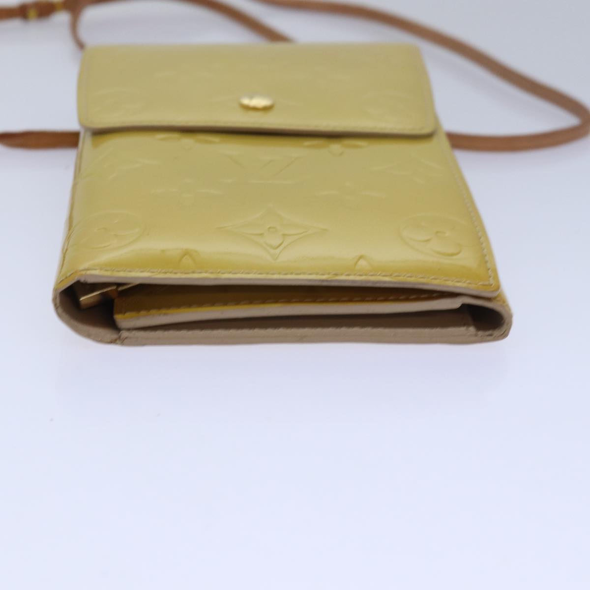 LOUIS VUITTON Monogram Vernis Walker Wallet Beige M91074 LV Auth bs15429