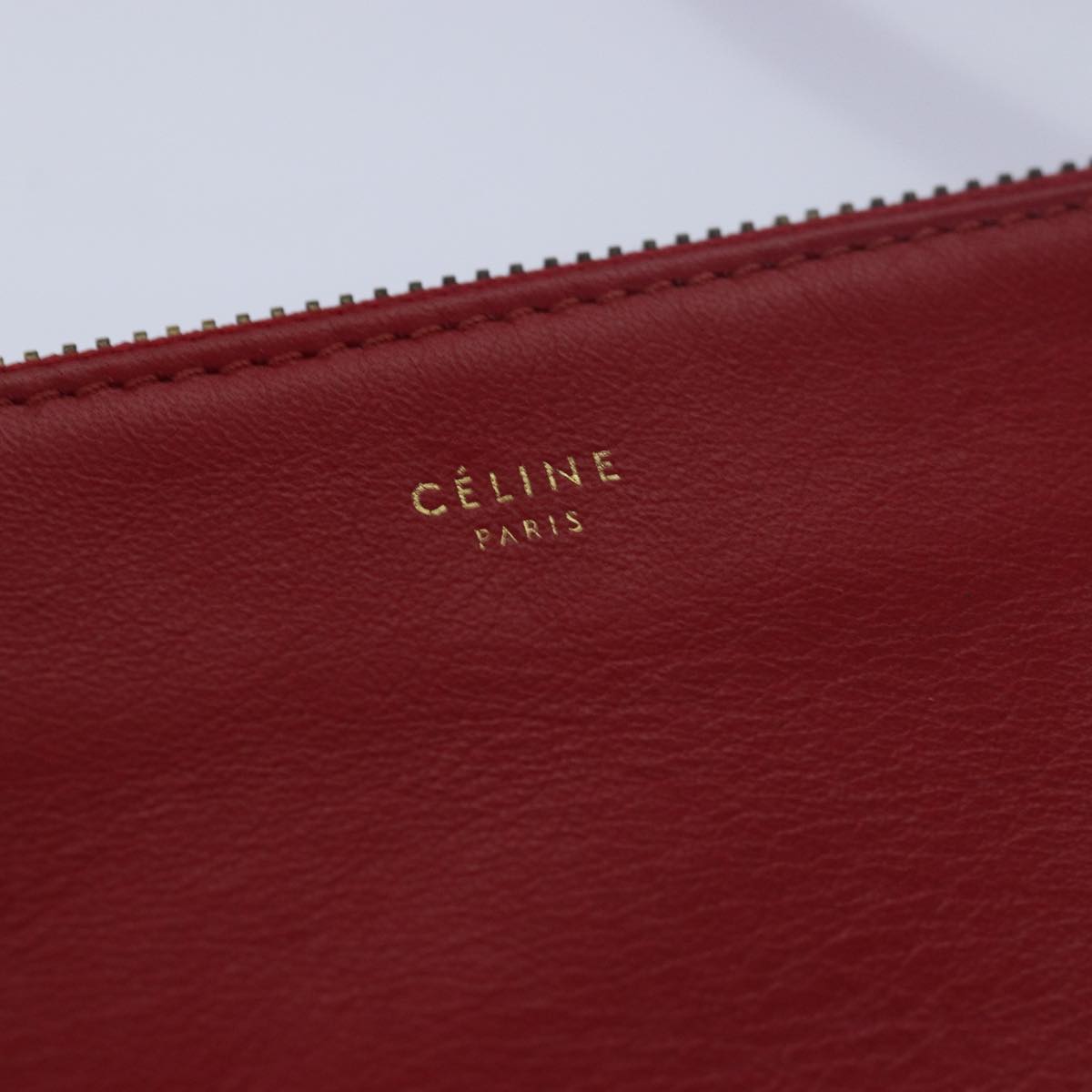 CELINE Trio Small Shoulder Bag Leather Red Auth bs15431