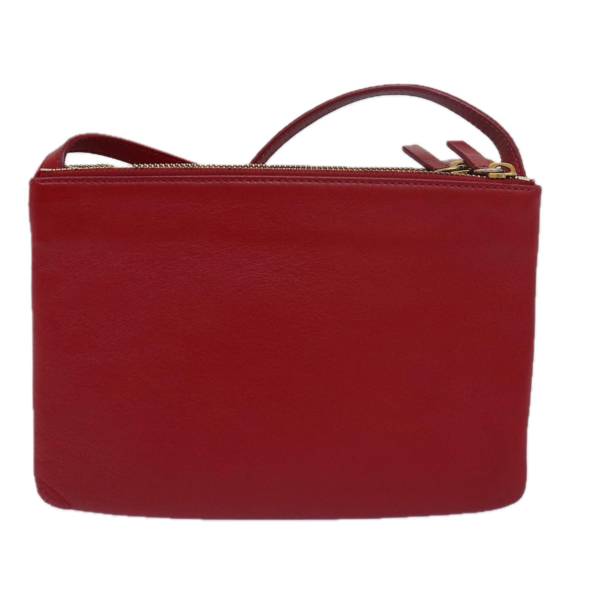 CELINE Trio Small Shoulder Bag Leather Red Auth bs15431 - 0