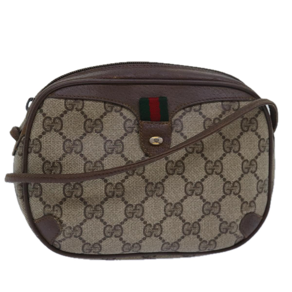 GUCCI GG Supreme Shoulder Bag PVC Leather Beige 89 02 066 Auth bs15441