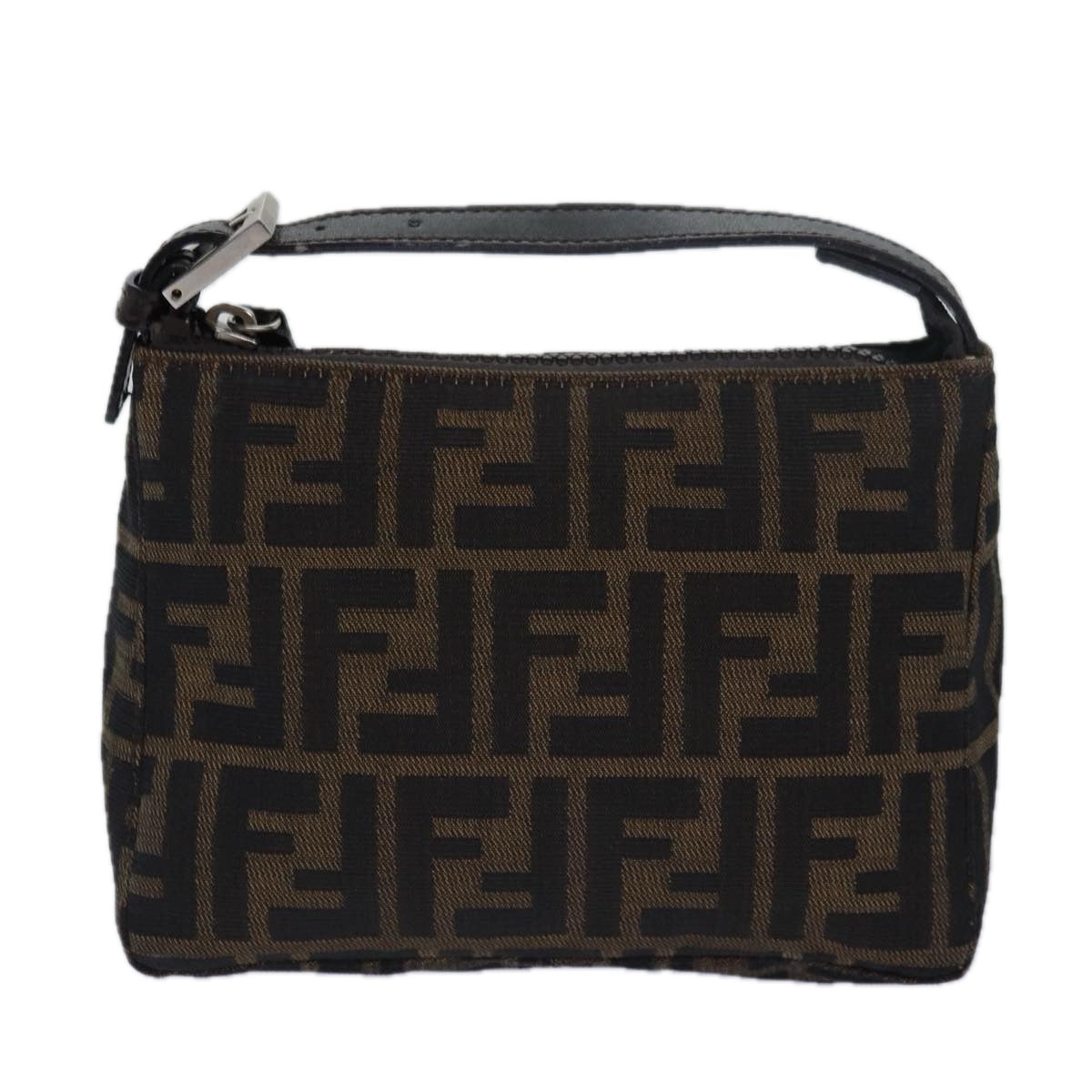 FENDI Zucca Canvas Hand Bag Brown Black Auth bs15445