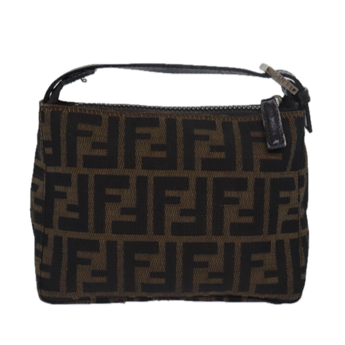 FENDI Zucca Canvas Hand Bag Brown Black Auth bs15445 - 0