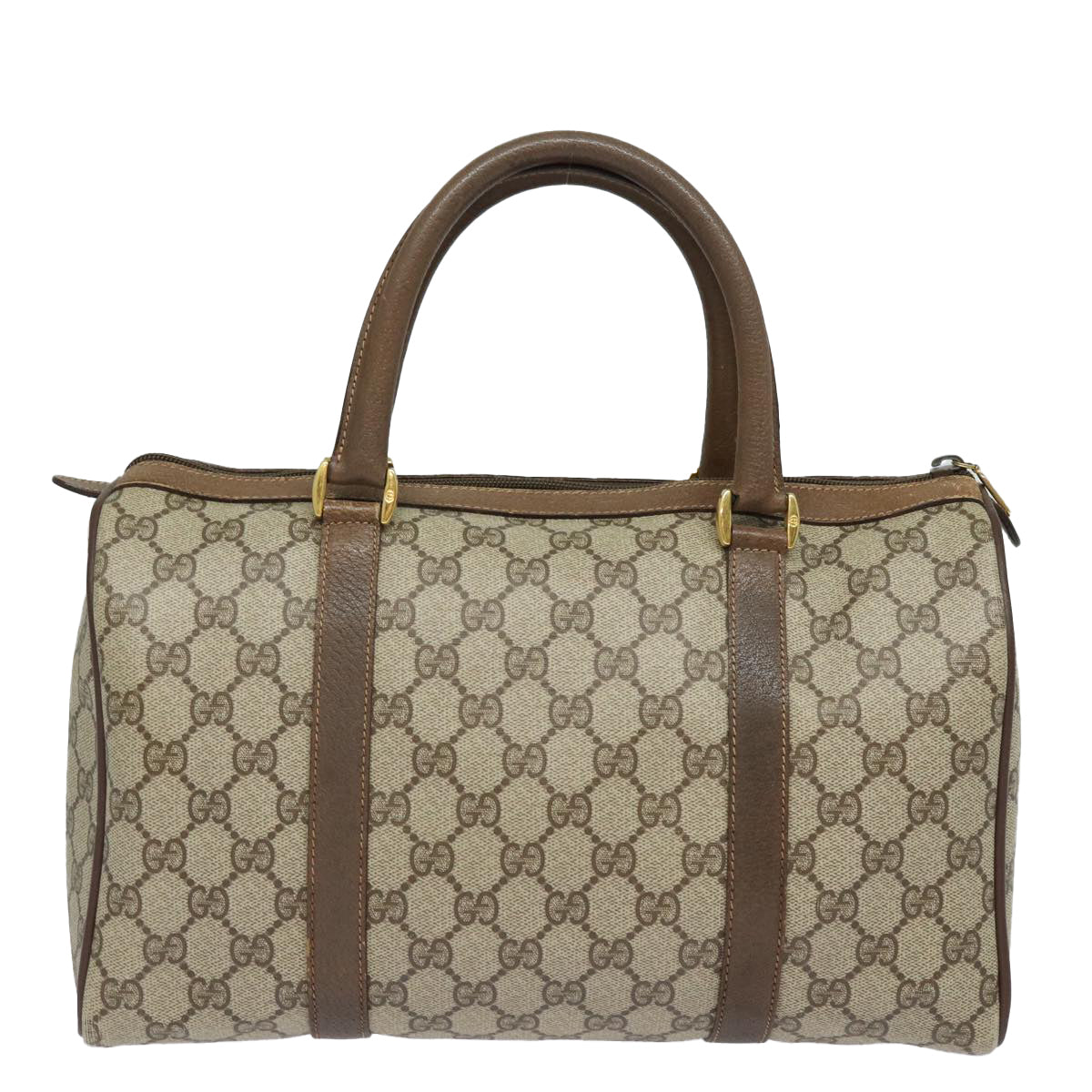 GUCCI GG Supreme Web Sherry Line Boston Bag PVC Beige 40 02 007 Auth bs15457