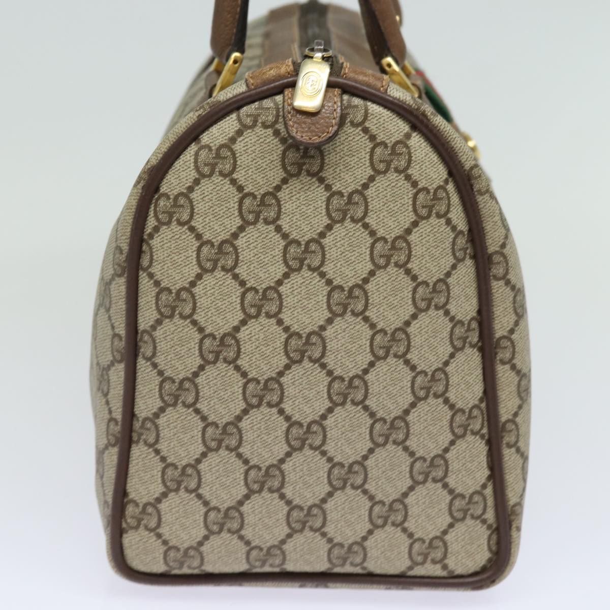 GUCCI GG Supreme Web Sherry Line Boston Bag PVC Beige 40 02 007 Auth bs15457