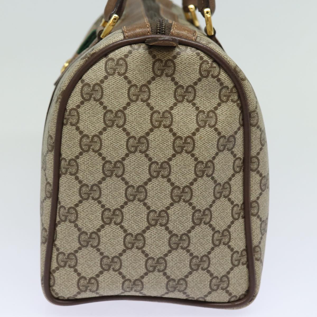 GUCCI GG Supreme Web Sherry Line Boston Bag PVC Beige 40 02 007 Auth bs15457