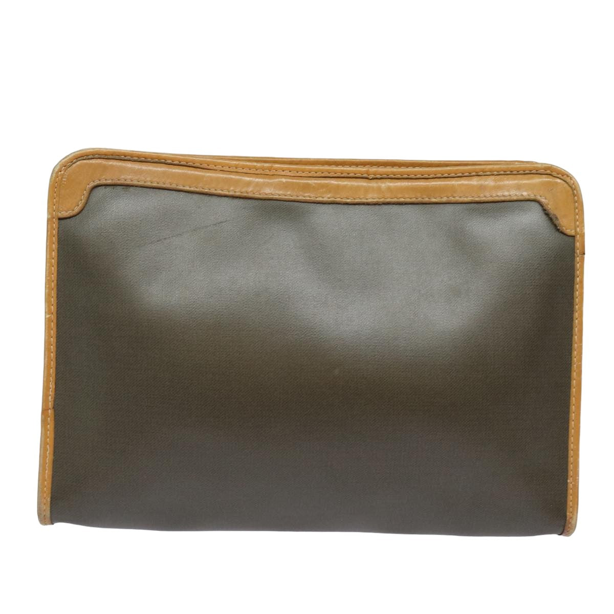 Christian Dior Clutch Bag Leather Khaki Auth bs15465 - 0