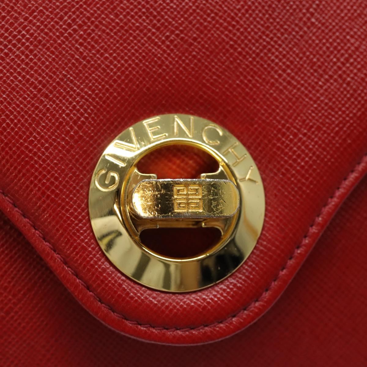 GIVENCHY Hand Bag Leather Red Auth bs15472