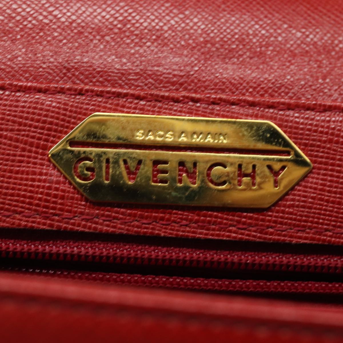 GIVENCHY Hand Bag Leather Red Auth bs15472