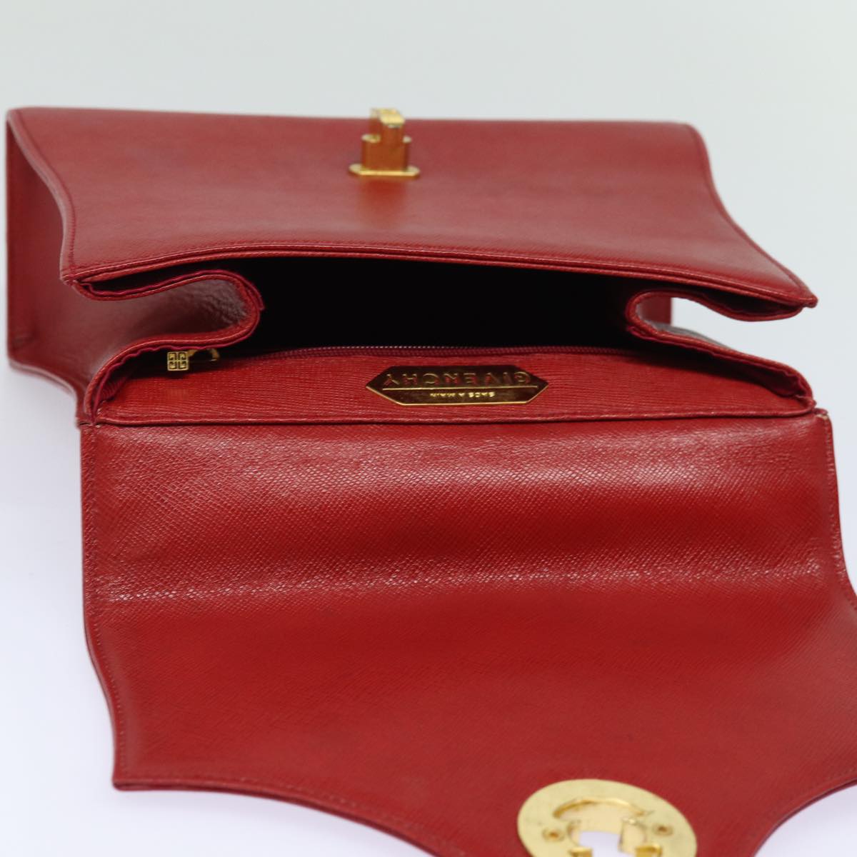 GIVENCHY Hand Bag Leather Red Auth bs15472