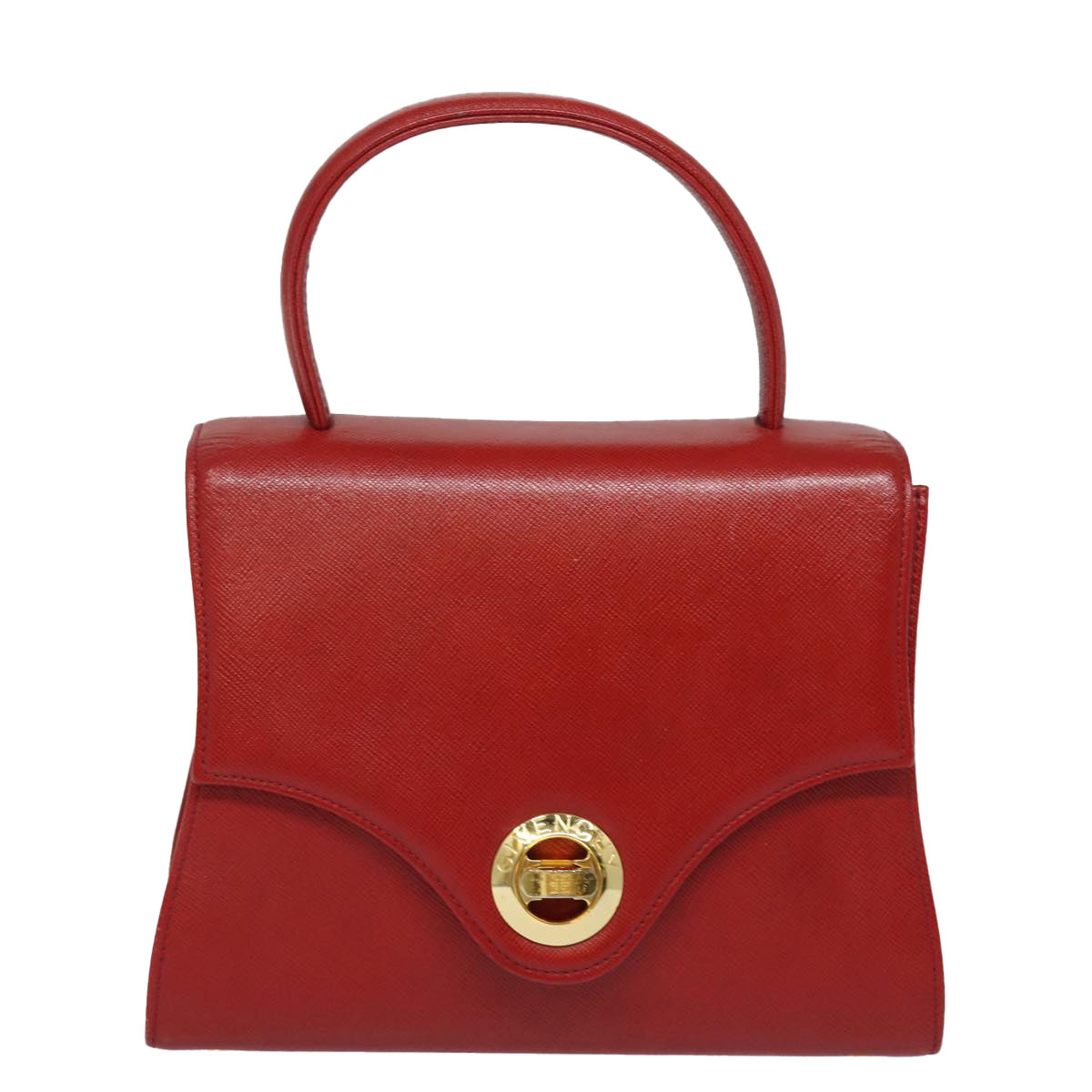 GIVENCHY Hand Bag Leather Red Auth bs15472