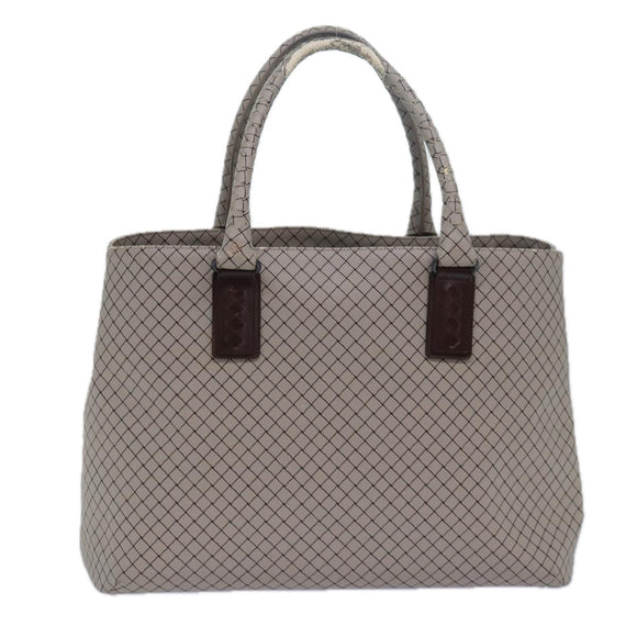 BOTTEGA VENETA Hand Bag PVC Leather Gray Auth bs15475