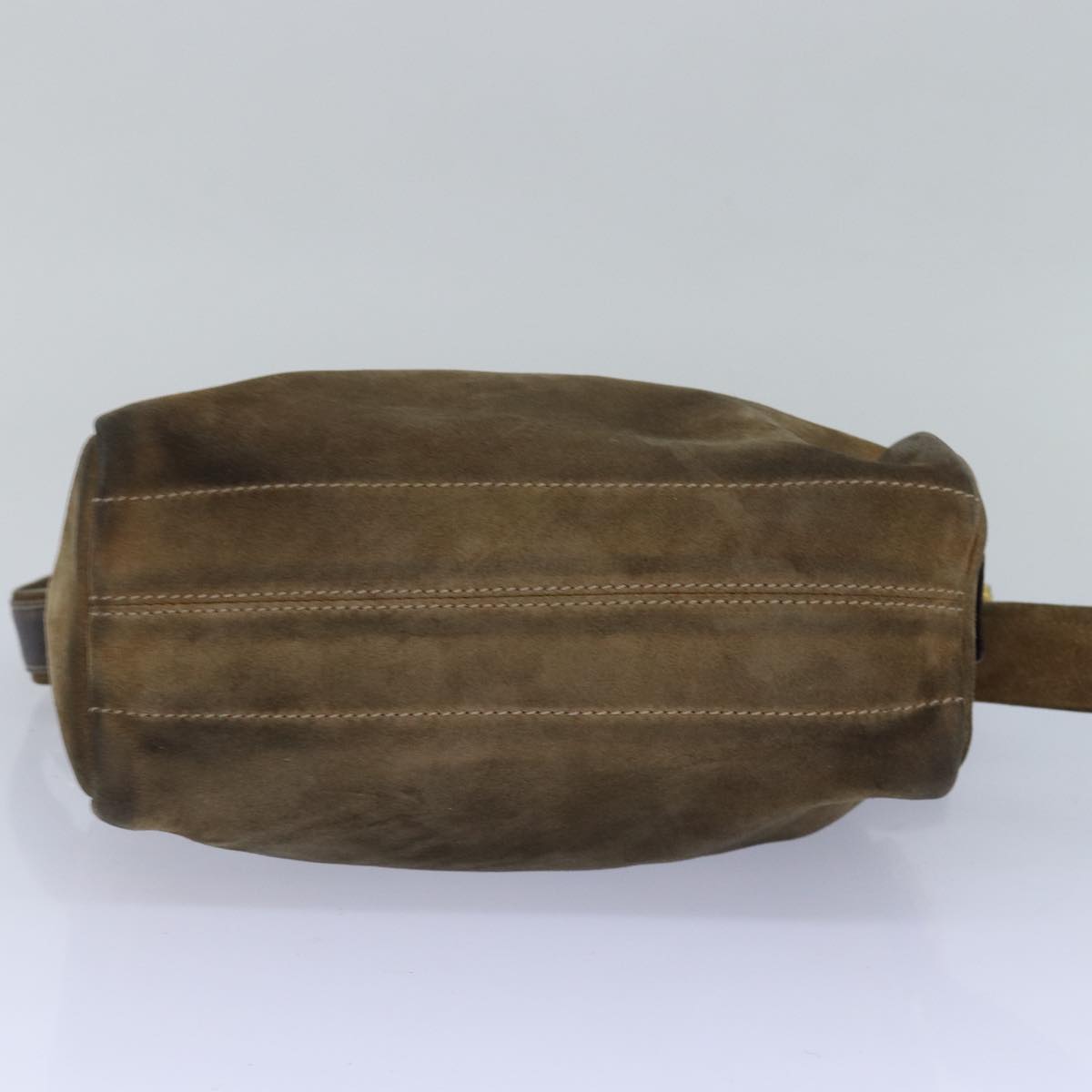 LOEWE Anagram Shoulder Bag Suede Khaki Auth bs15487