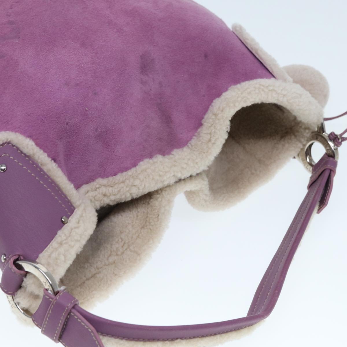 BALLY Shoulder Bag Mouton Purple Auth bs15489