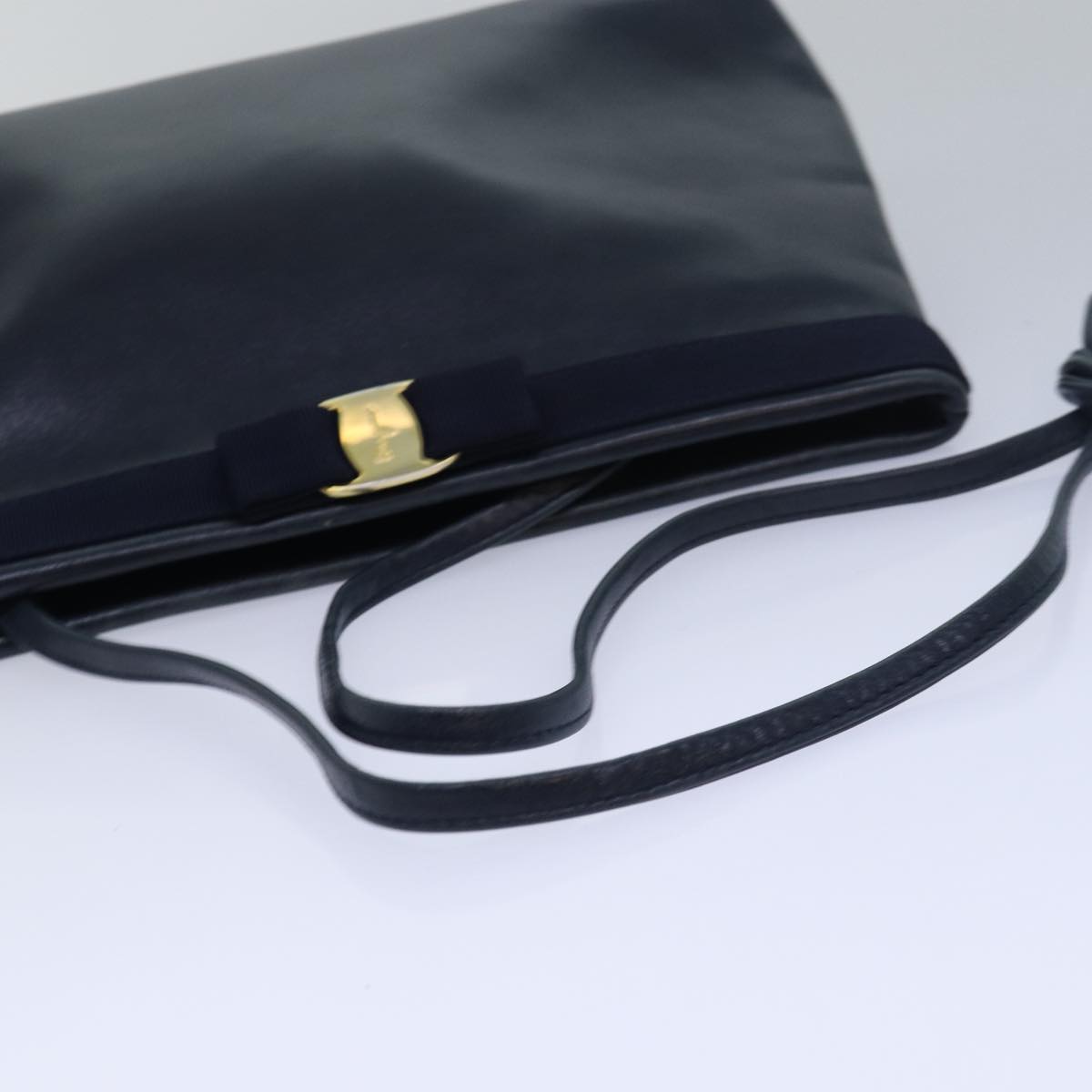 Salvatore Ferragamo Shoulder Bag Leather 2Set Navy Black Auth bs15502