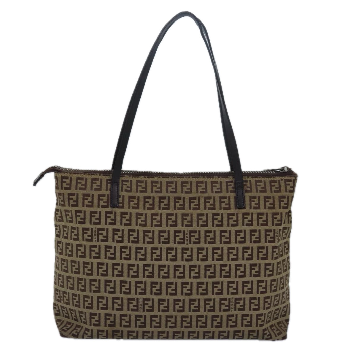 FENDI Zucchino Canvas Tote Bag Brown Black Auth bs15507 - 0