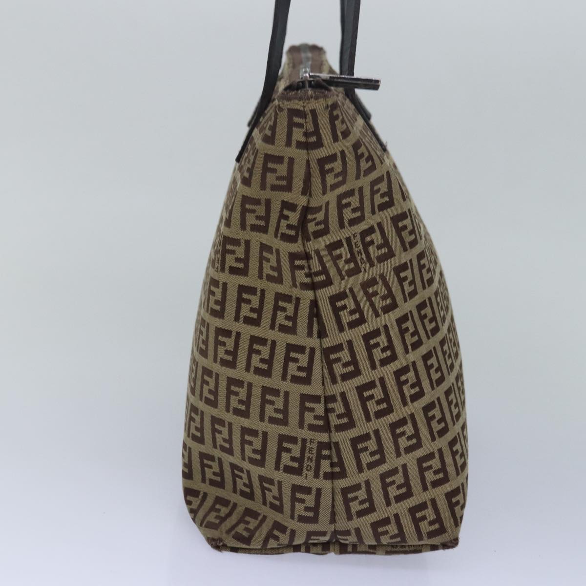 FENDI Zucchino Canvas Tote Bag Brown Black Auth bs15507