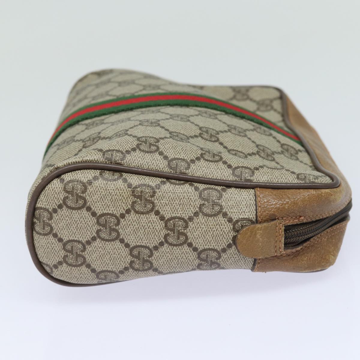 GUCCI GG Supreme Web Sherry Line Clutch Bag PVC Beige 89 01 012 Auth bs15510