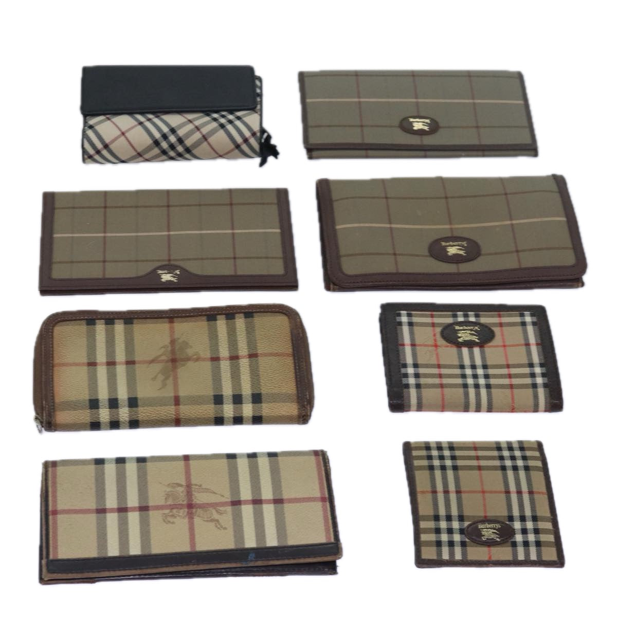 BURBERRY Nova Check Wallet PVC Leather 8Set Beige Auth bs15527