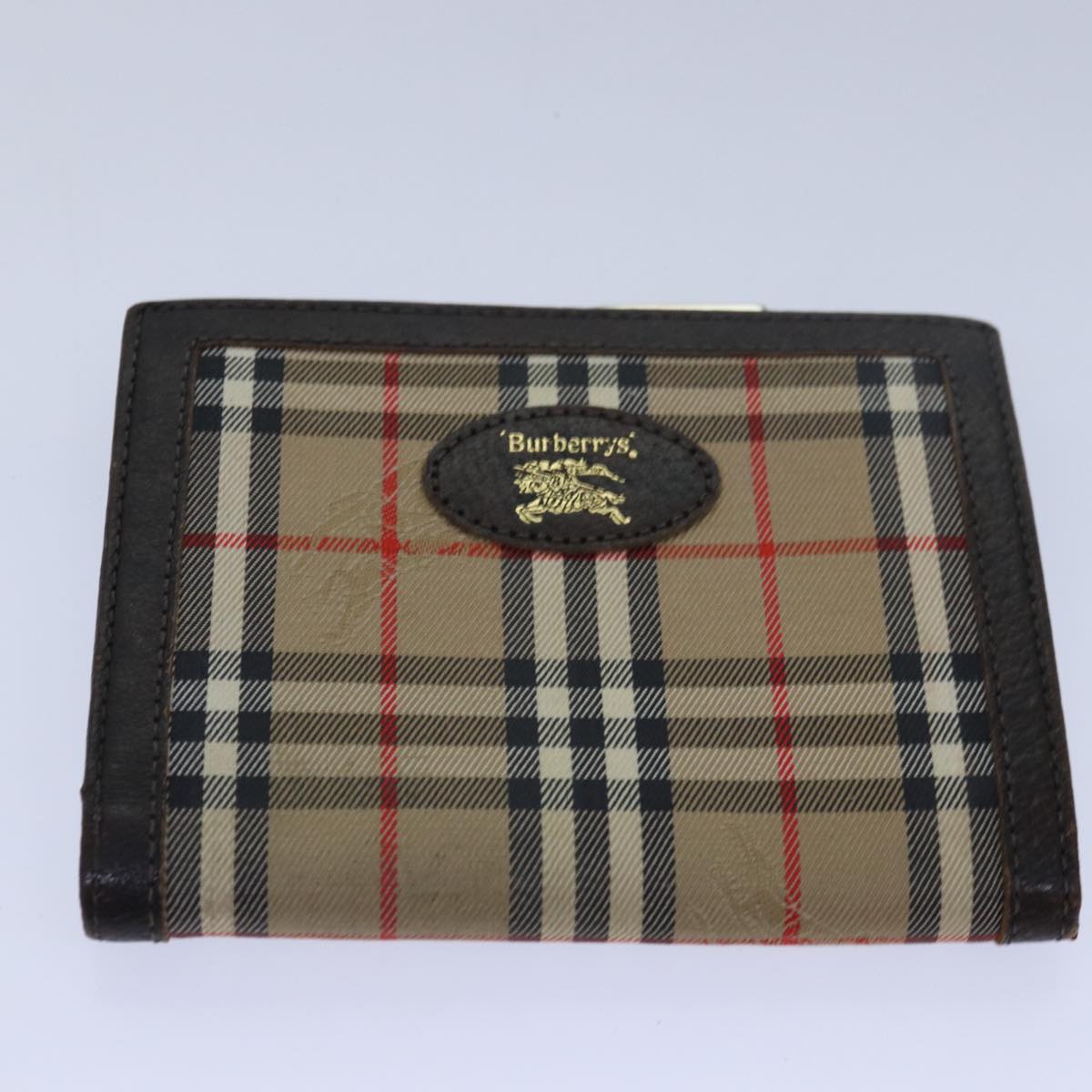 BURBERRY Nova Check Wallet PVC Leather 8Set Beige Auth bs15527