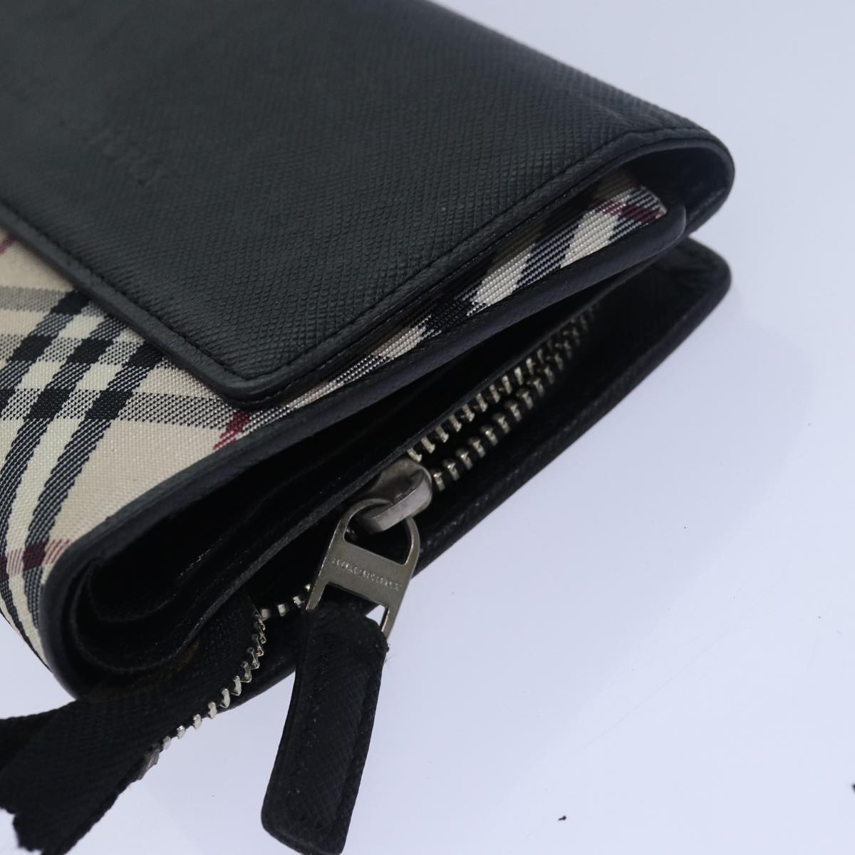 BURBERRY Nova Check Wallet PVC Leather 8Set Beige Auth bs15527