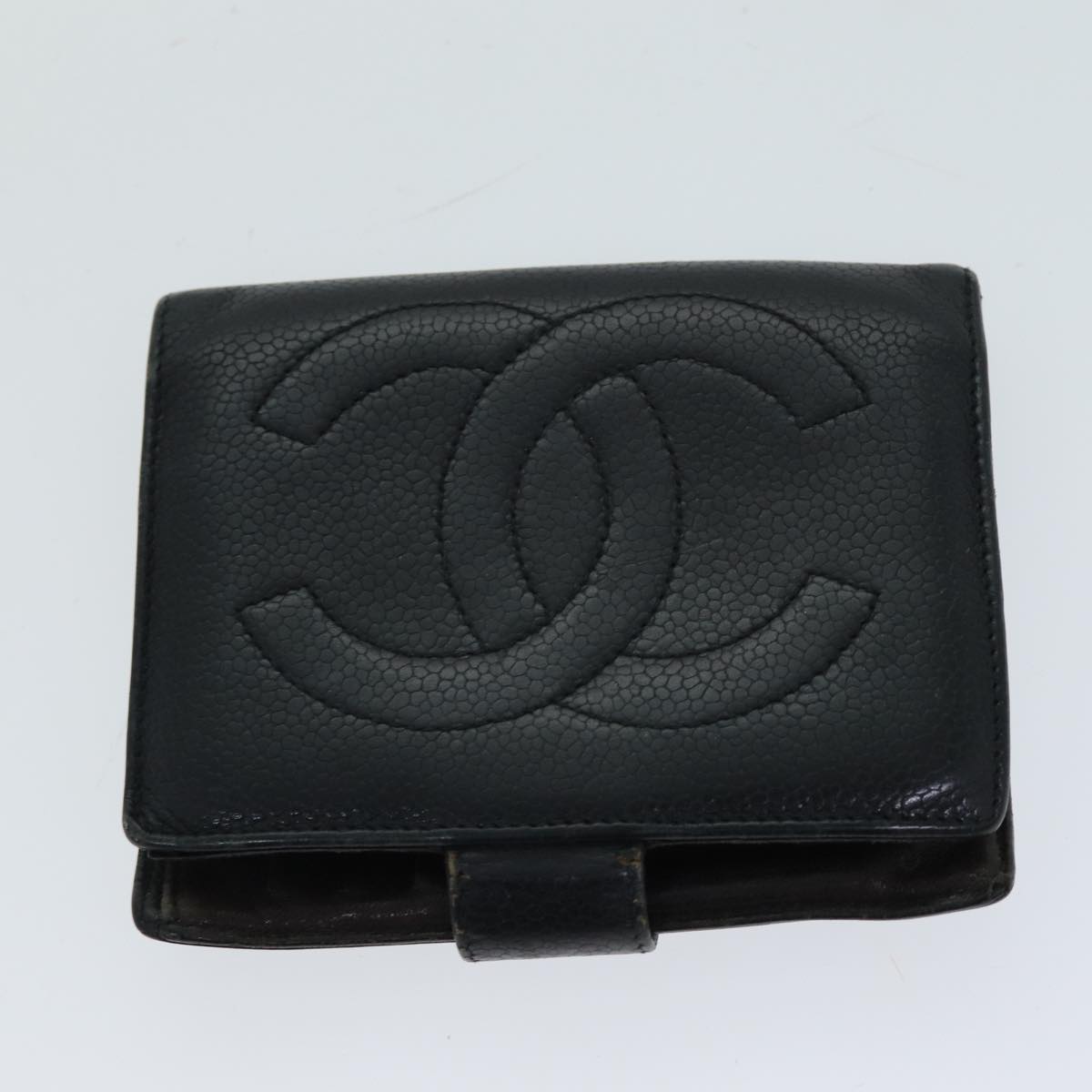 CHANEL Wallet Leather 2Set Black CC Auth bs15528