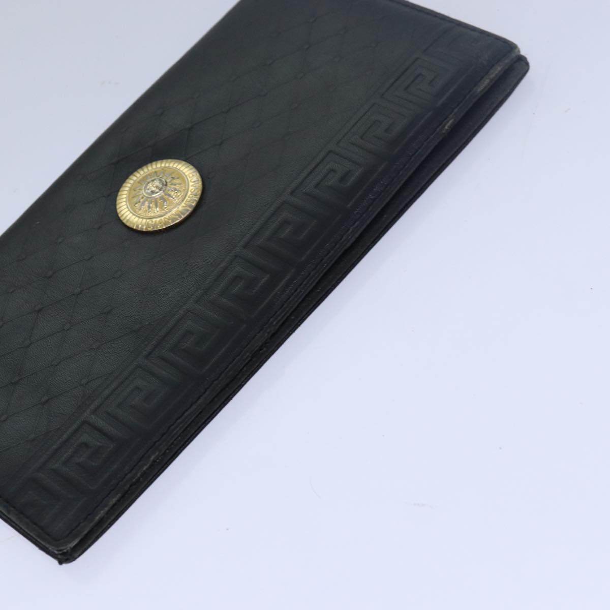 VERSACE Wallet Leather 5Set Brown Green yellow Auth bs15531