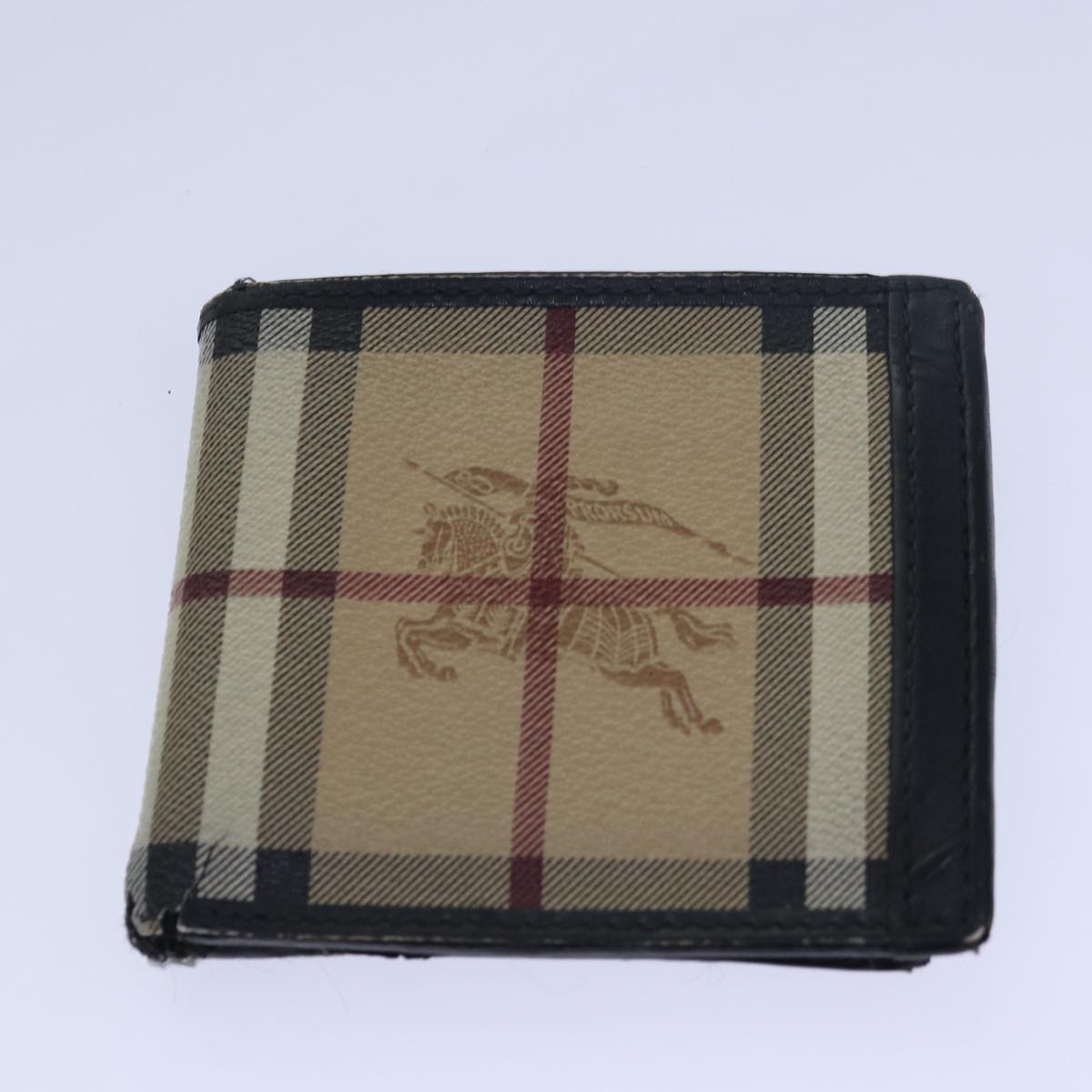 BURBERRY Nova Check Wallet PVC Leather 7Set Beige Brown Navy Auth bs15533