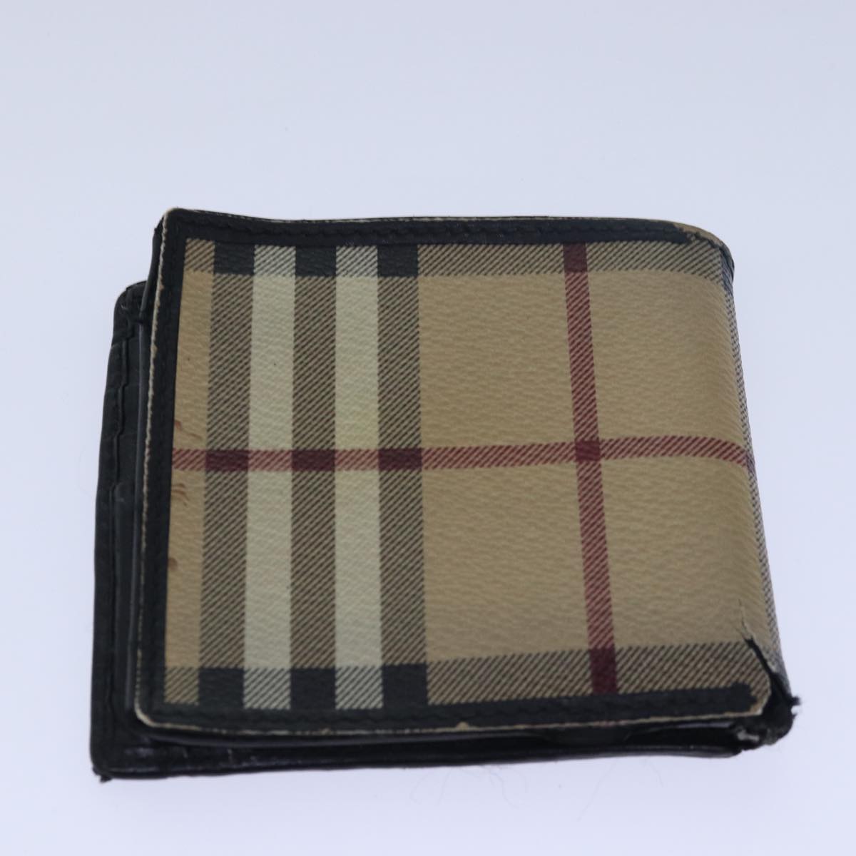 BURBERRY Nova Check Wallet PVC Leather 7Set Beige Brown Navy Auth bs15533