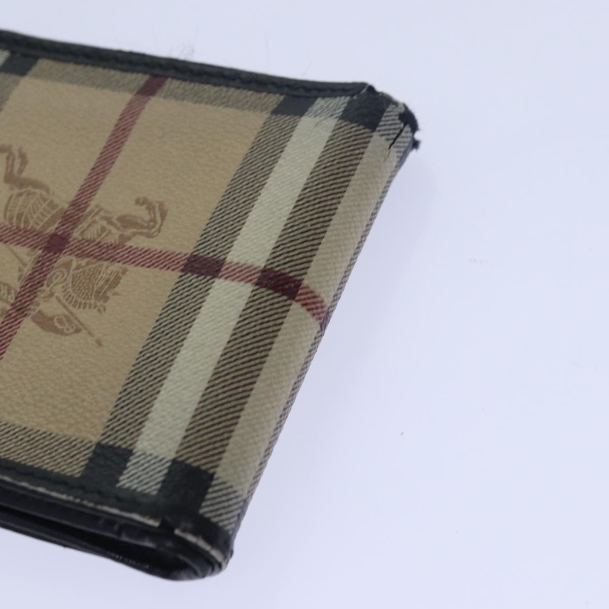 BURBERRY Nova Check Wallet PVC Leather 7Set Beige Brown Navy Auth bs15533