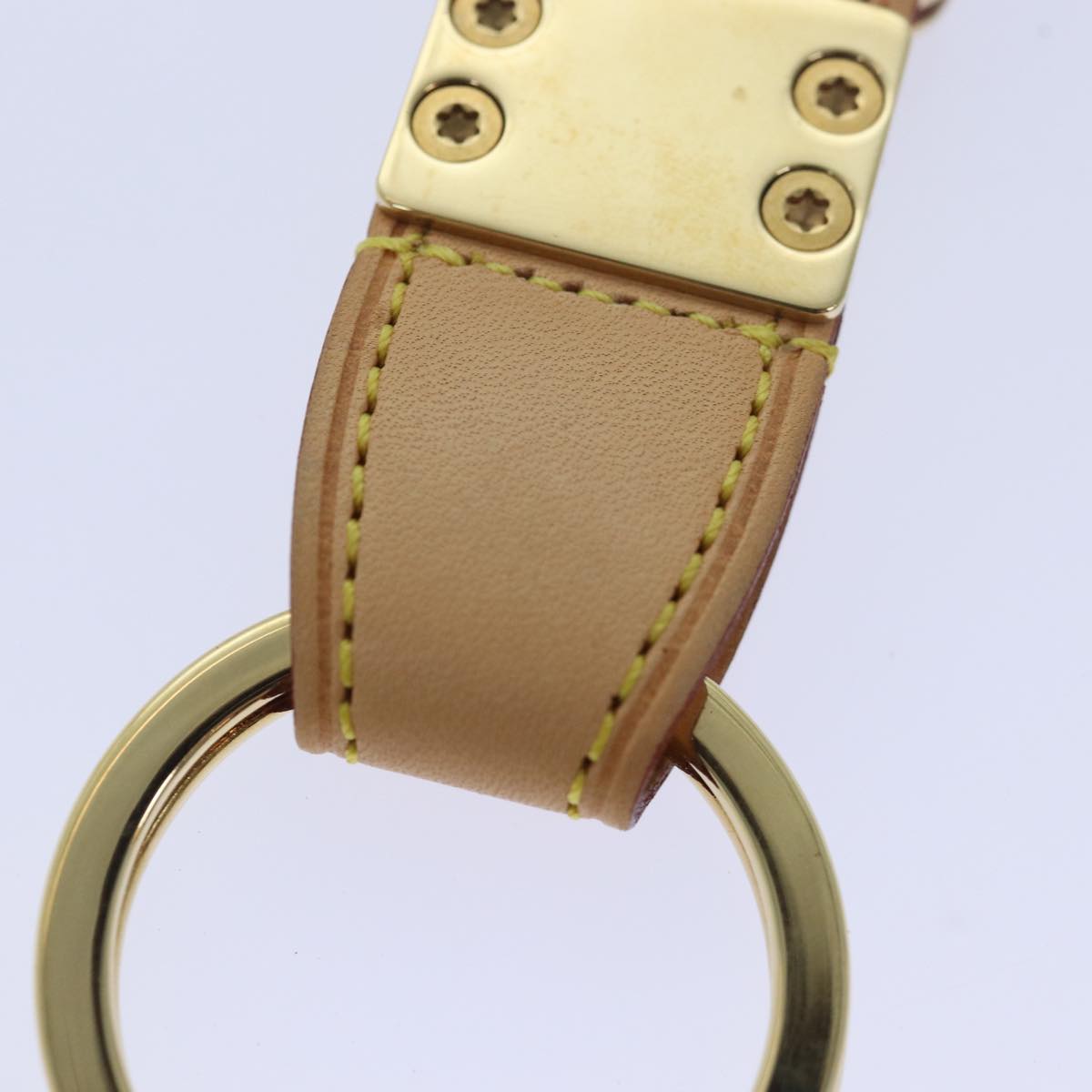 LOUIS VUITTON Porte Cles Vallee Key Holder Leather Beige M85033 LV Auth bs15562