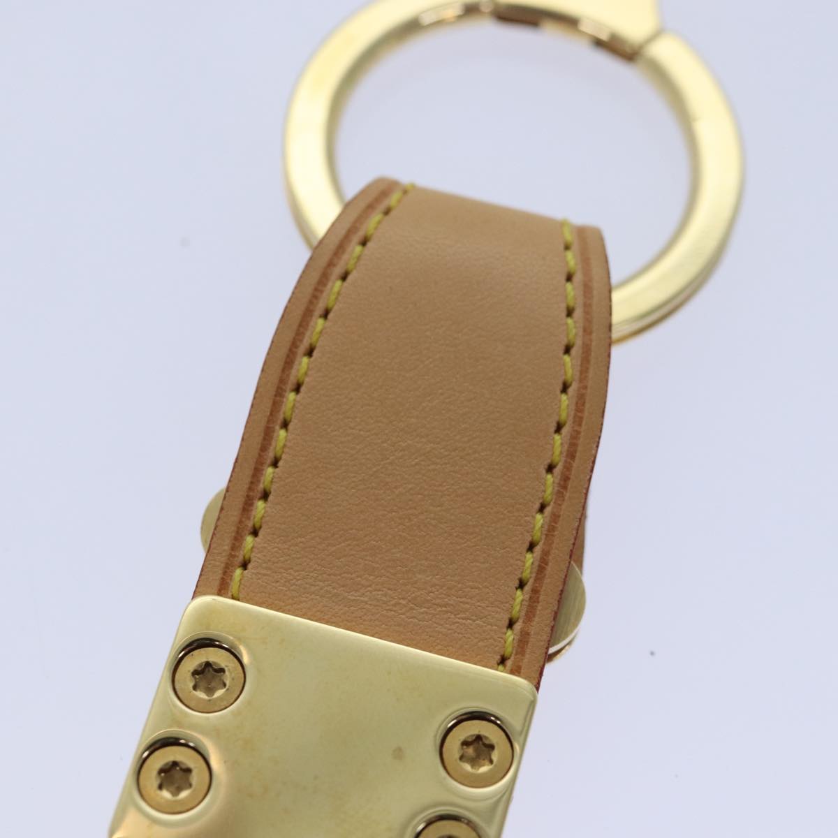 LOUIS VUITTON Porte Cles Vallee Key Holder Leather Beige M85033 LV Auth bs15562