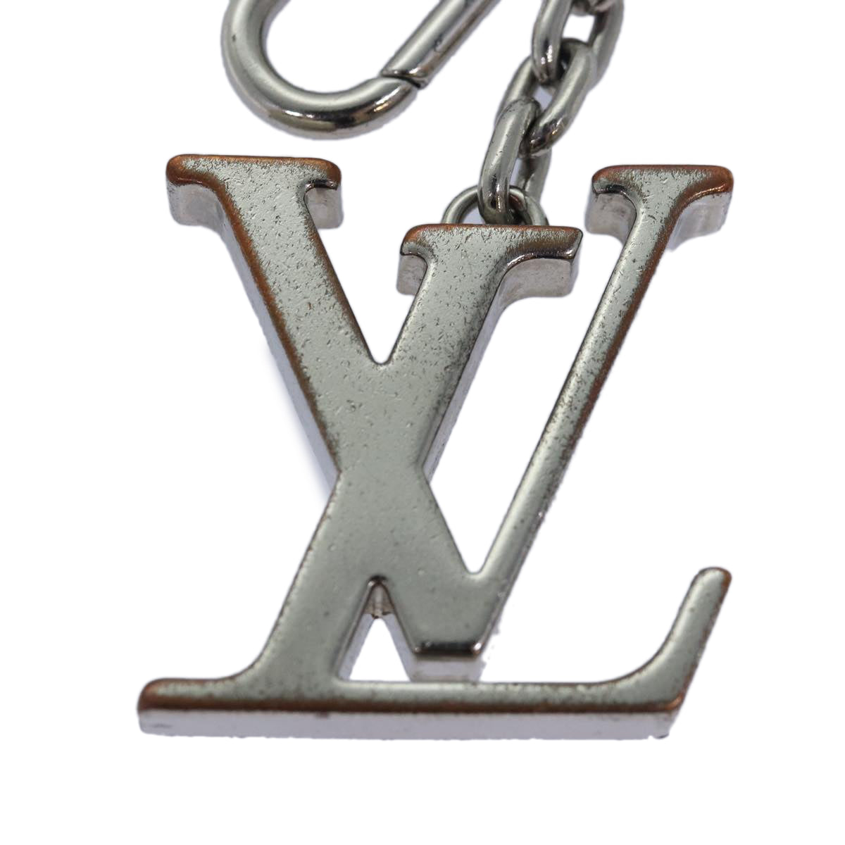 LOUIS VUITTON Porte cles initials LV Charm metal Silver M65071 LV Auth bs15563