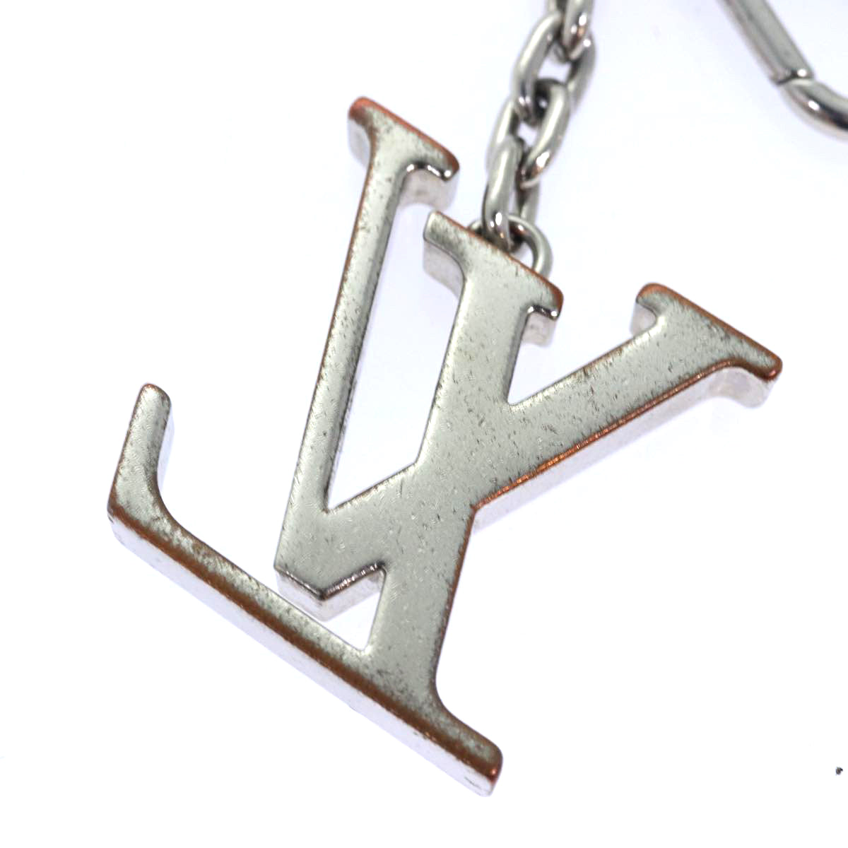 LOUIS VUITTON Porte cles initials LV Charm metal Silver M65071 LV Auth bs15563