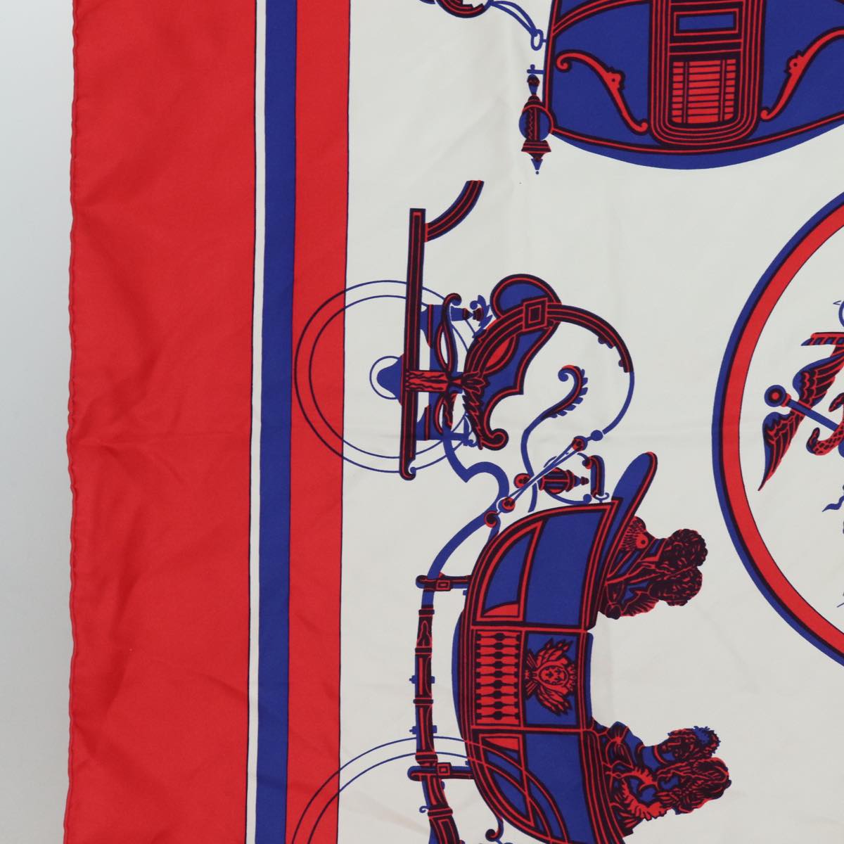 HERMES Carre 90 Scarf ""EX-LIBRIS"" Silk Red Blue Auth bs15612