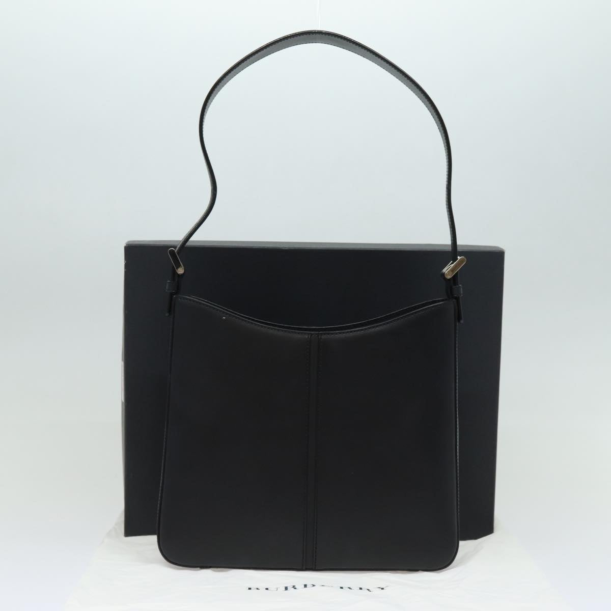 BURBERRY Shoulder Bag Leather Black Auth bs15614