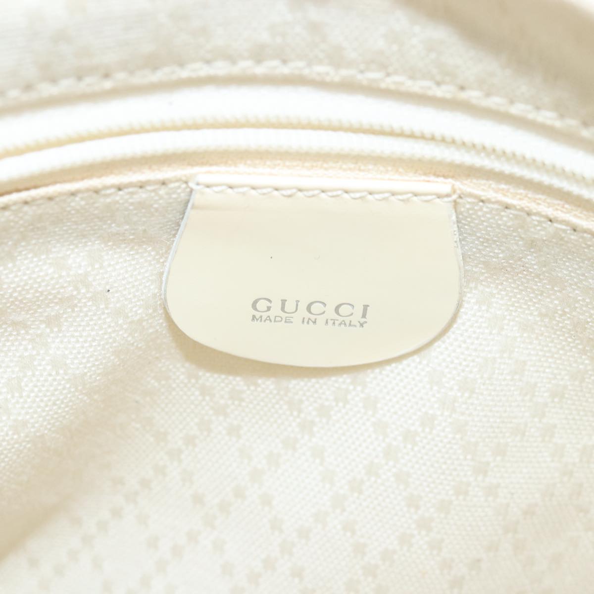 GUCCI Bamboo Shoulder Bag Nylon 2way White Auth bs15618