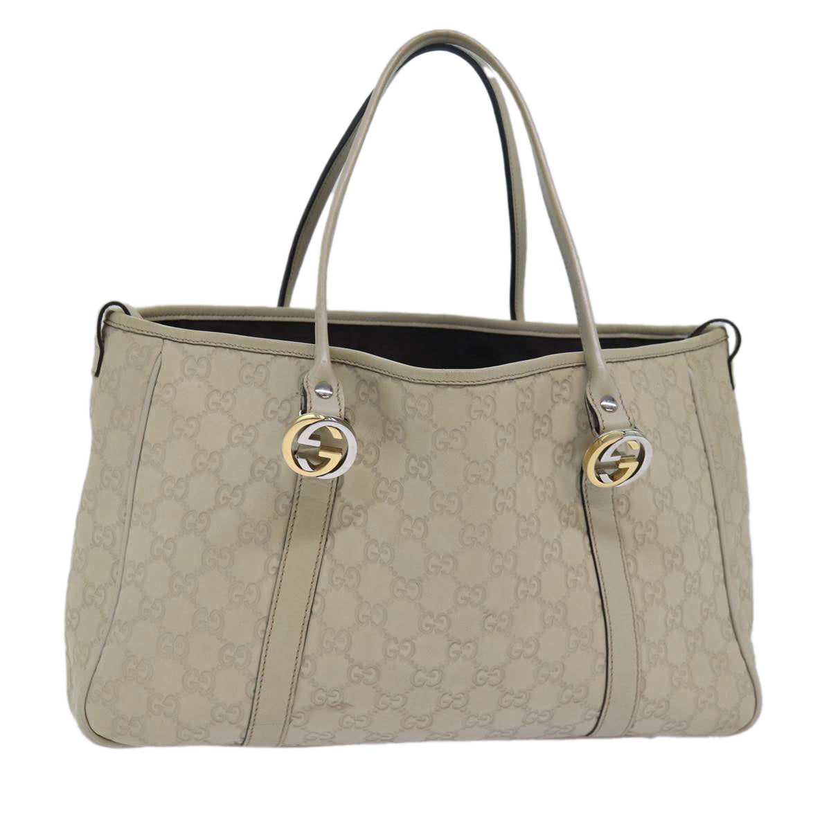 GUCCI GG Canvas GG Twins Guccissima Tote Bag White Auth bs15619