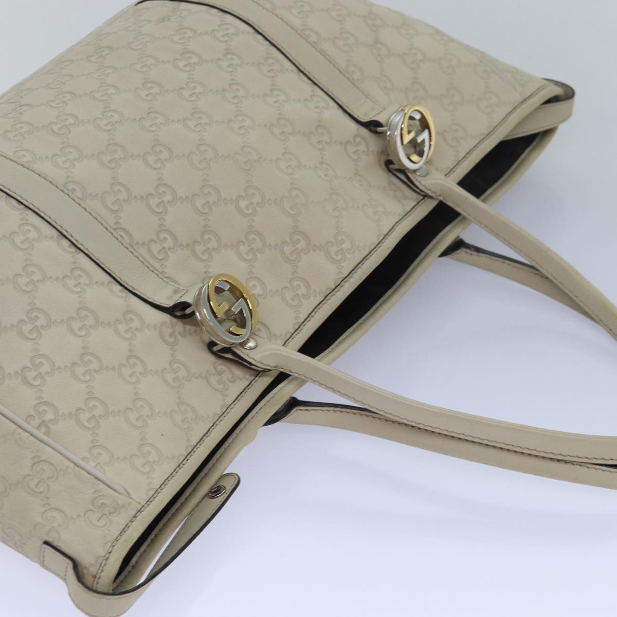 GUCCI GG Canvas GG Twins Guccissima Tote Bag White Auth bs15619