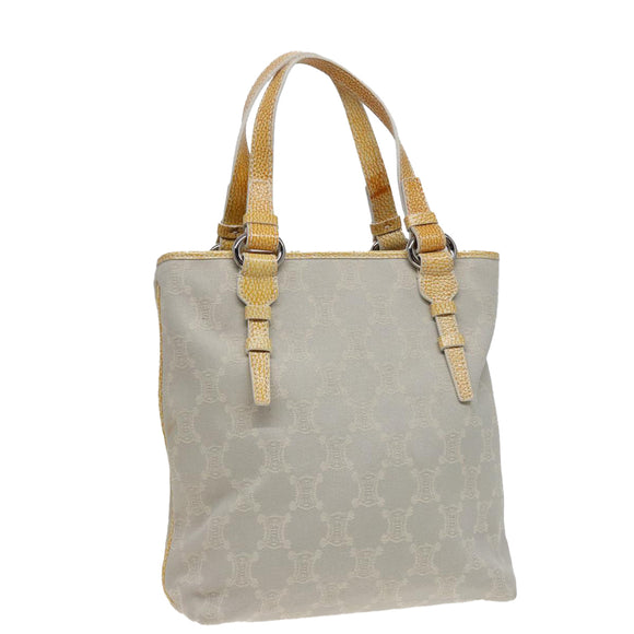 CELINE Macadam Canvas Tote Bag Yellow Light Blue Auth bs15626V
