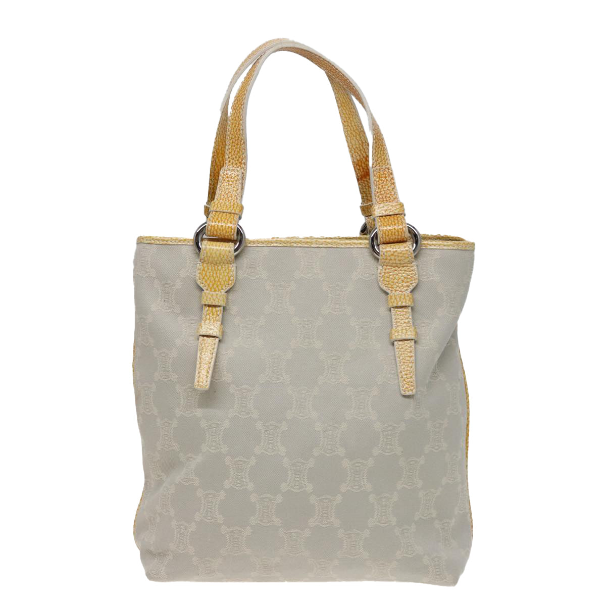 CELINE Macadam Canvas Tote Bag Yellow Light Blue Auth bs15626 - 0