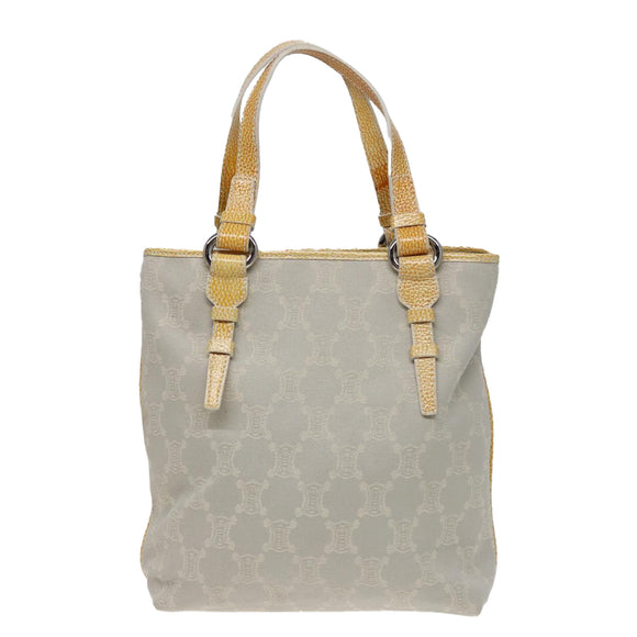 CELINE Macadam Canvas Tote Bag Yellow Light Blue Auth bs15626V