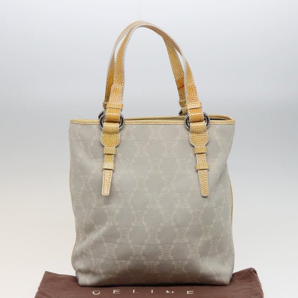 CELINE Macadam Canvas Tote Bag Yellow Light Blue Auth bs15626V
