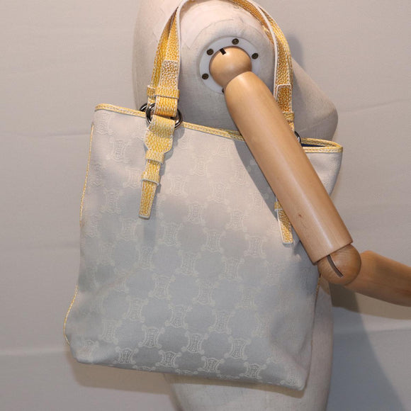 CELINE Macadam Canvas Tote Bag Yellow Light Blue Auth bs15626V