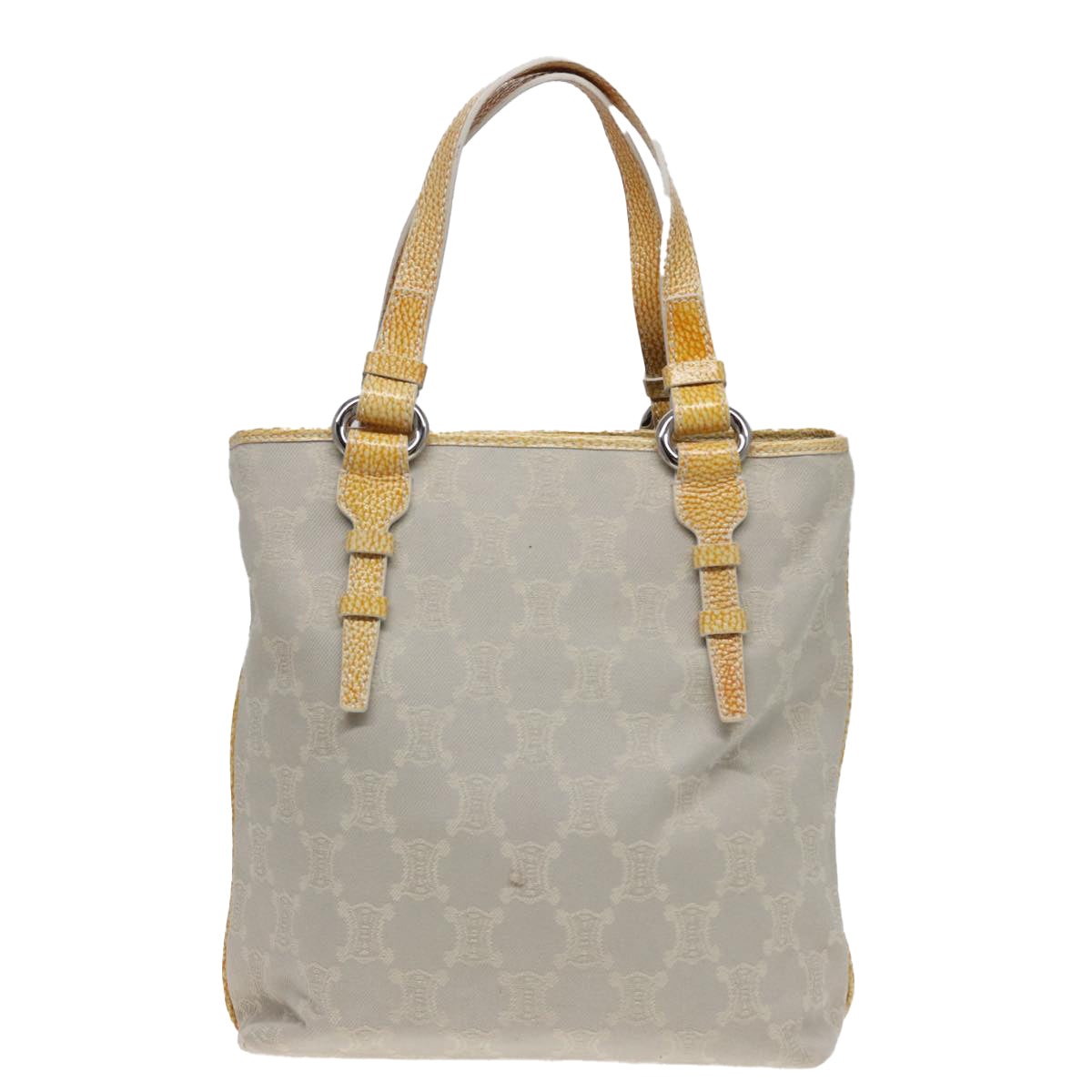 CELINE Macadam Canvas Tote Bag Yellow Light Blue Auth bs15626