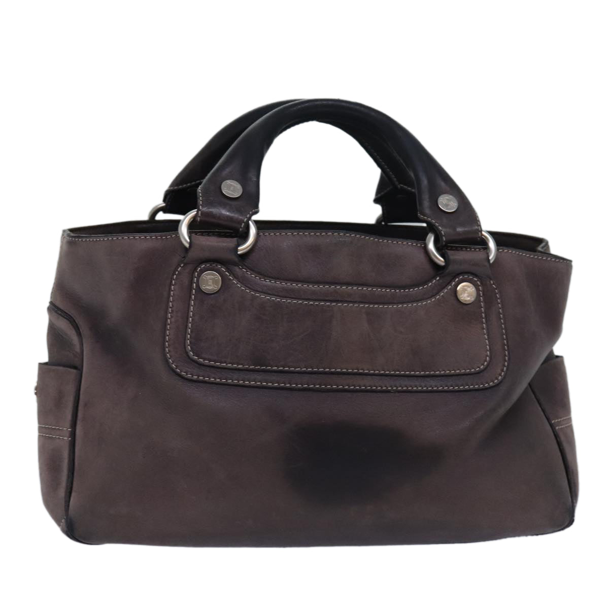 CELINE Boogie bag Hand Bag Leather Brown Auth bs15627