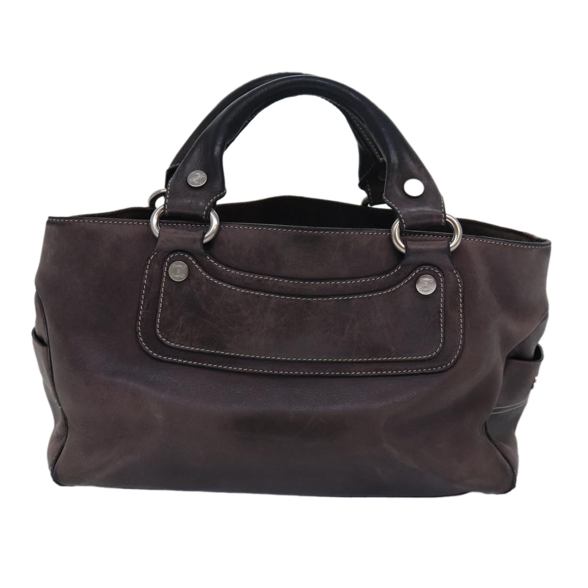 CELINE Boogie bag Hand Bag Leather Brown Auth bs15627