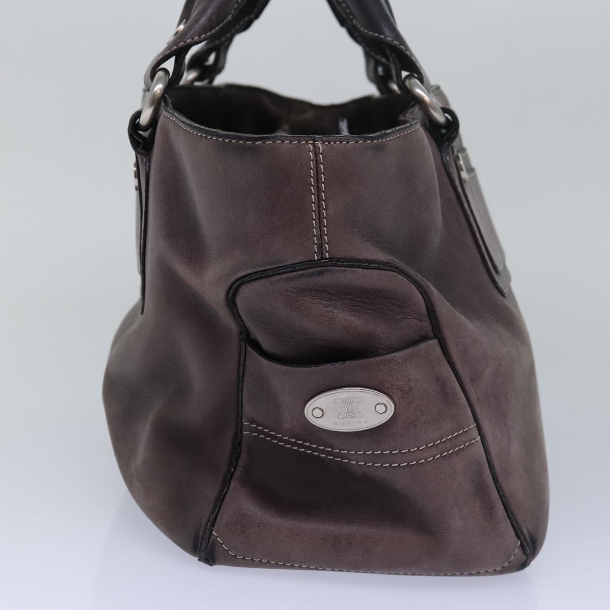 CELINE Boogie bag Hand Bag Leather Brown Auth bs15627