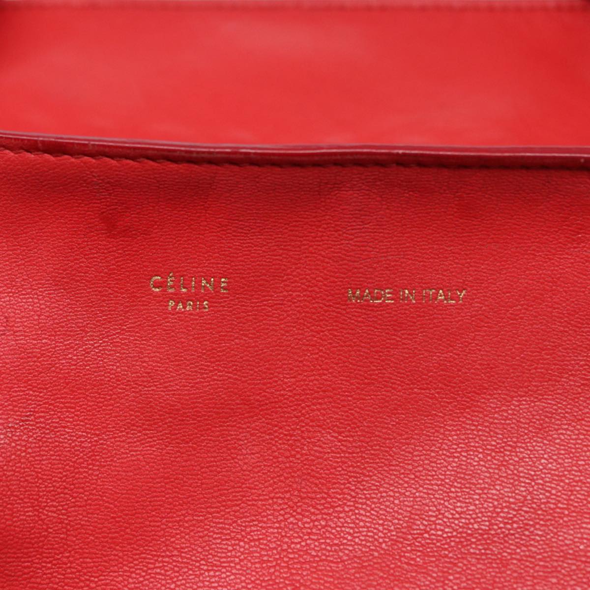 CELINE Tote Bag Leather Red Auth bs15628