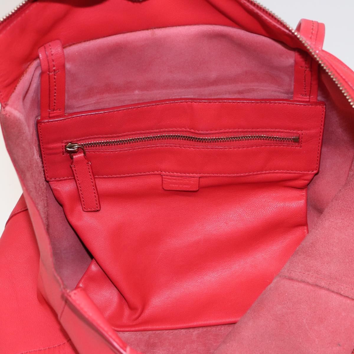 CELINE Tote Bag Leather Red Auth bs15628