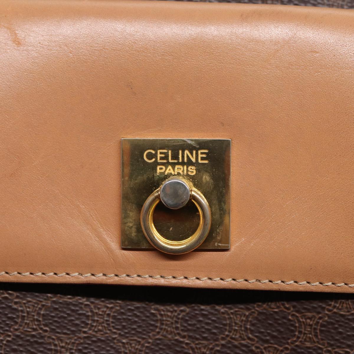 CELINE Macadam Canvas Hand Bag PVC Leather Brown Auth bs15629